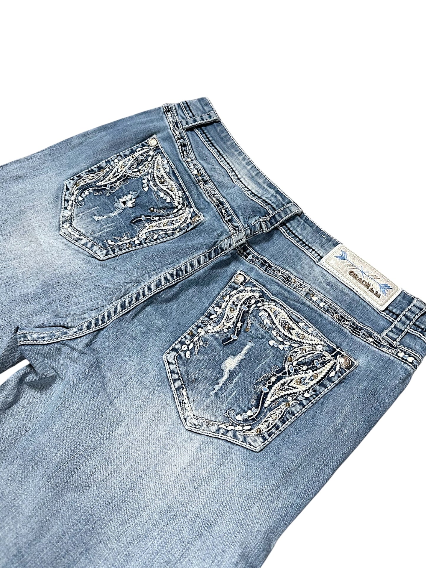 Vintage Embroidery Y2K Bootcut / Flared Damenjeans (L)