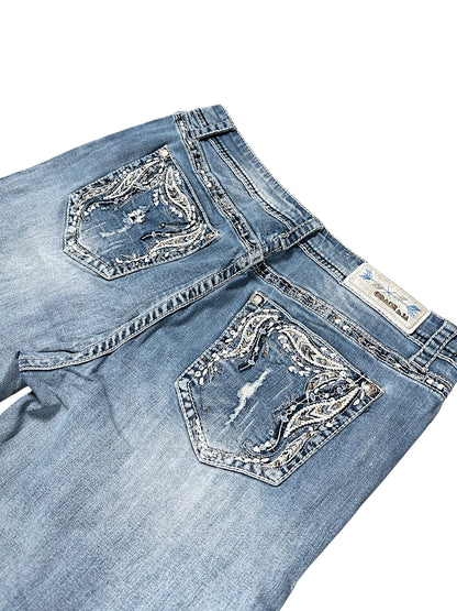 Vintage Embroidery Y2K Bootcut / Flared Damenjeans (L)