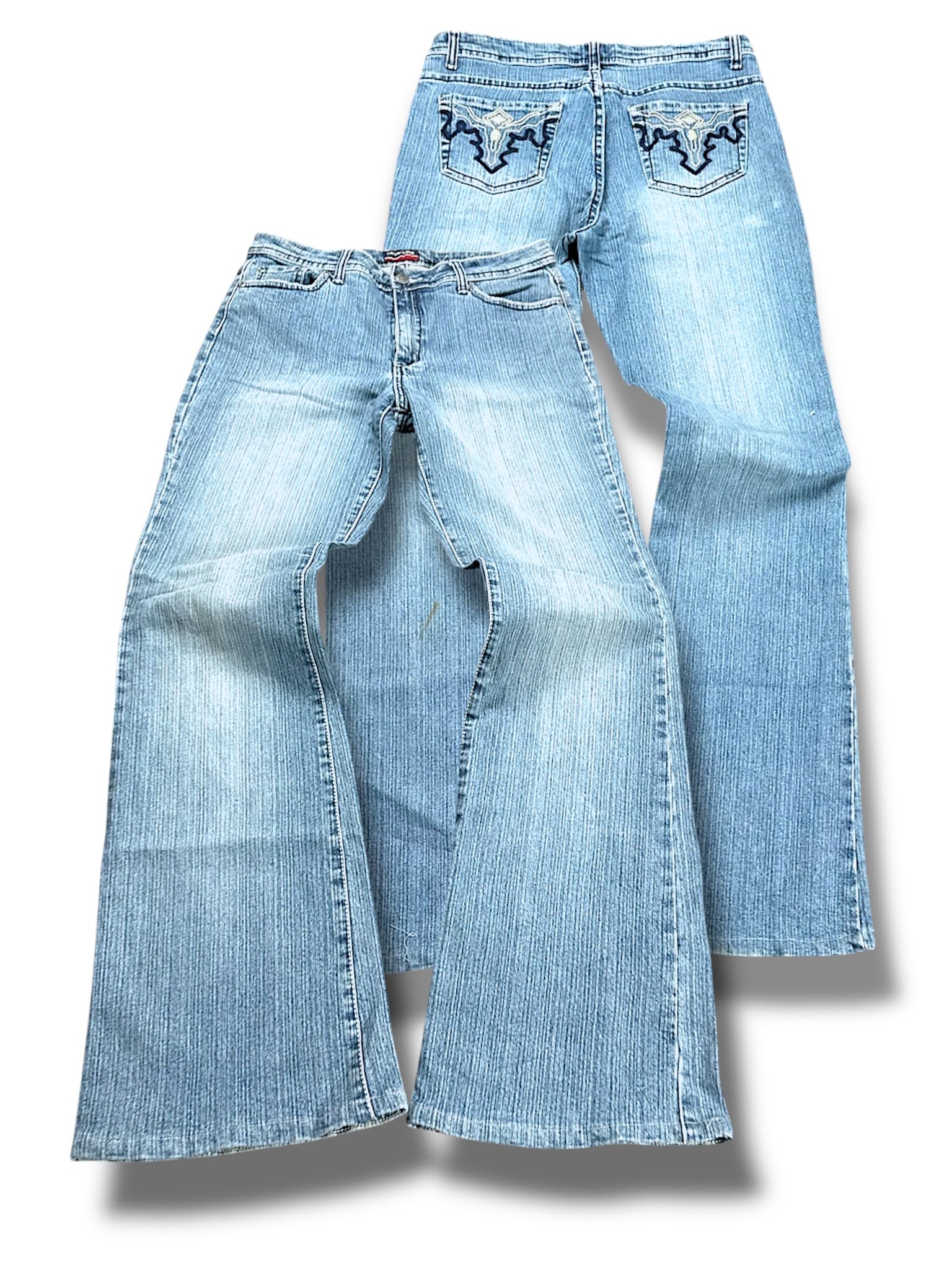 Vintage Y2K Embroidery Flared Jeans (L)