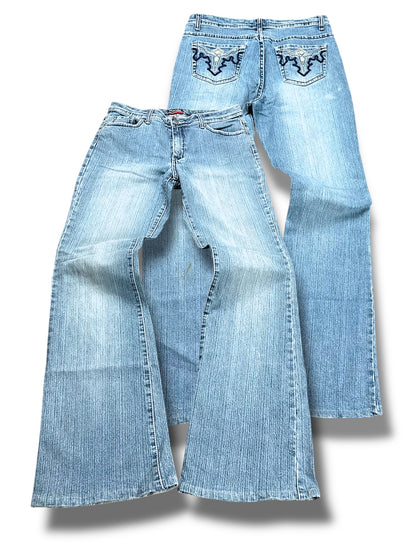 Vintage Y2K Broderi Flared Jeans (L)
