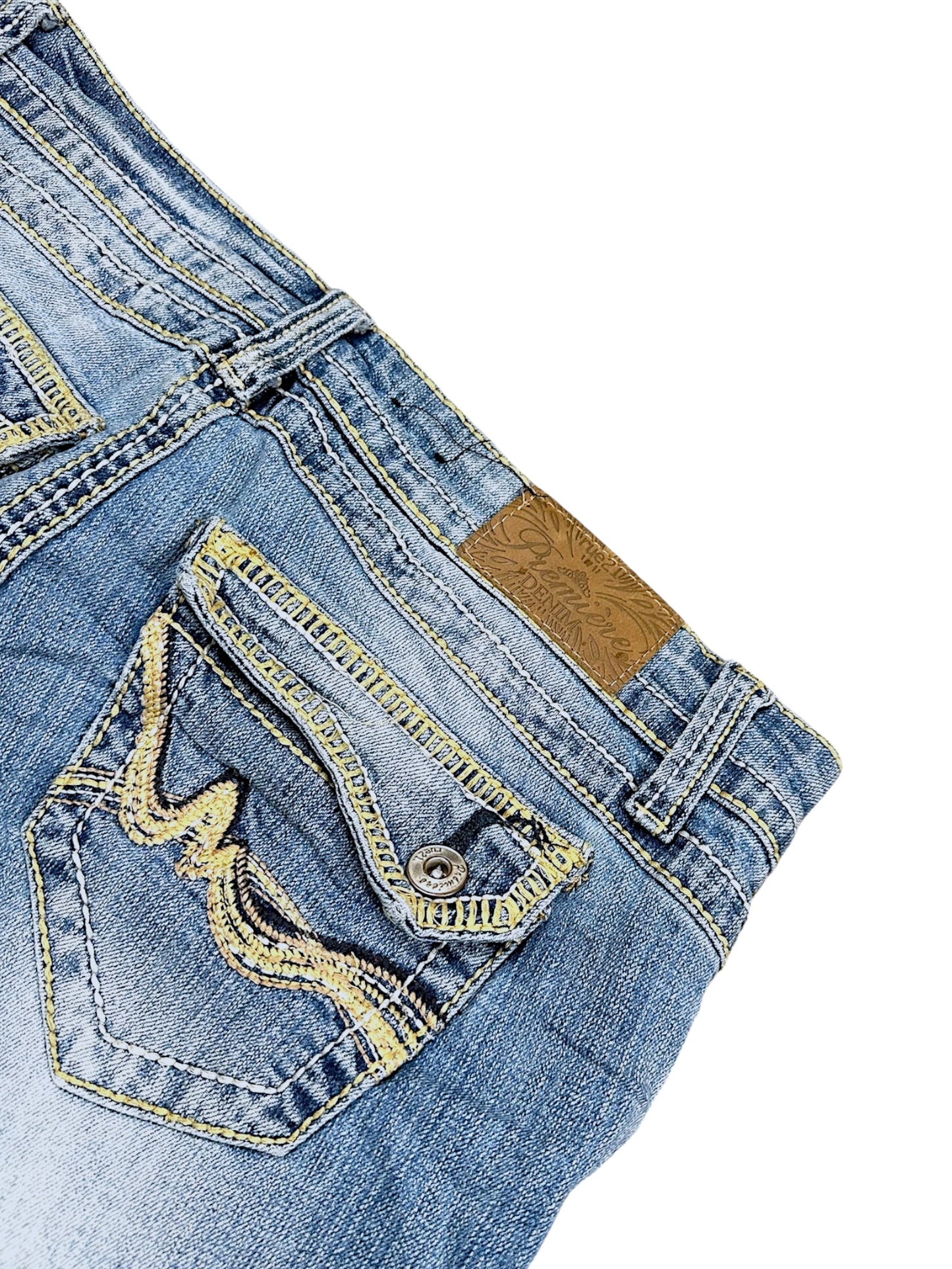 Vintage Broderi Y2K Lav Talje Bootcut / Flared Damejeans (M)