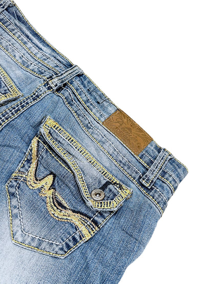 Vintage Broderi Y2K Lav Talje Bootcut / Flared Damejeans (M)