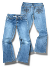Vintage Embroidery Y2K Low Waist Bootcut / Flared Damenjeans (S)