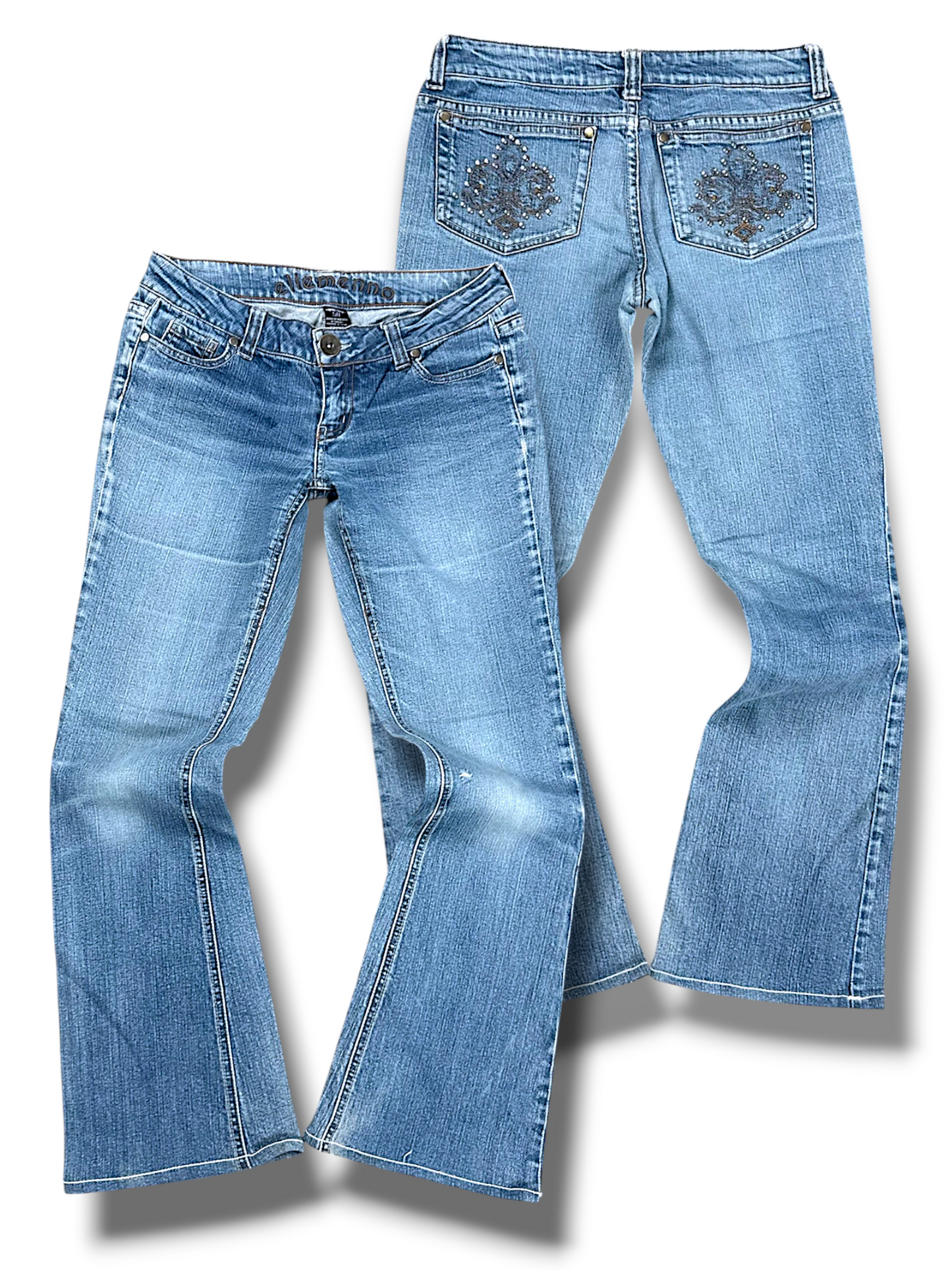 Vintage Embroidery Y2K Low Waist Bootcut / Flared Damenjeans (S)