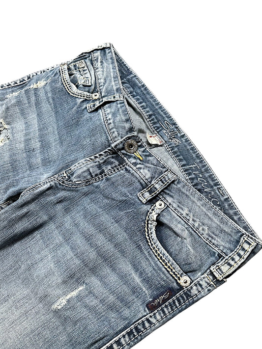 Vintage Silver Y2K Low Waist Flared Damenjeans (M)