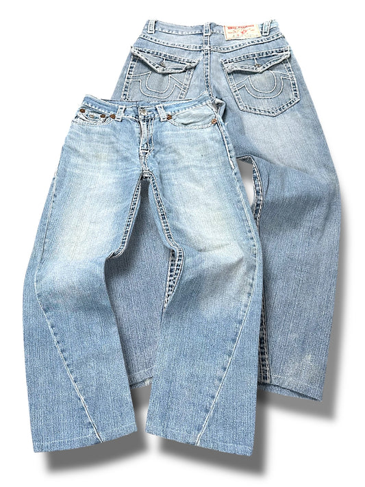 Vintage True Religion Y2K Low Waist Bootcut Damenjeans (S)