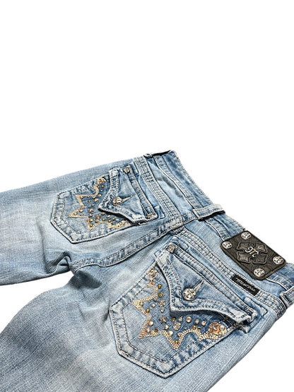 Vintage Miss Me Y2K Low Waist Bootcut Damenjeans (S)