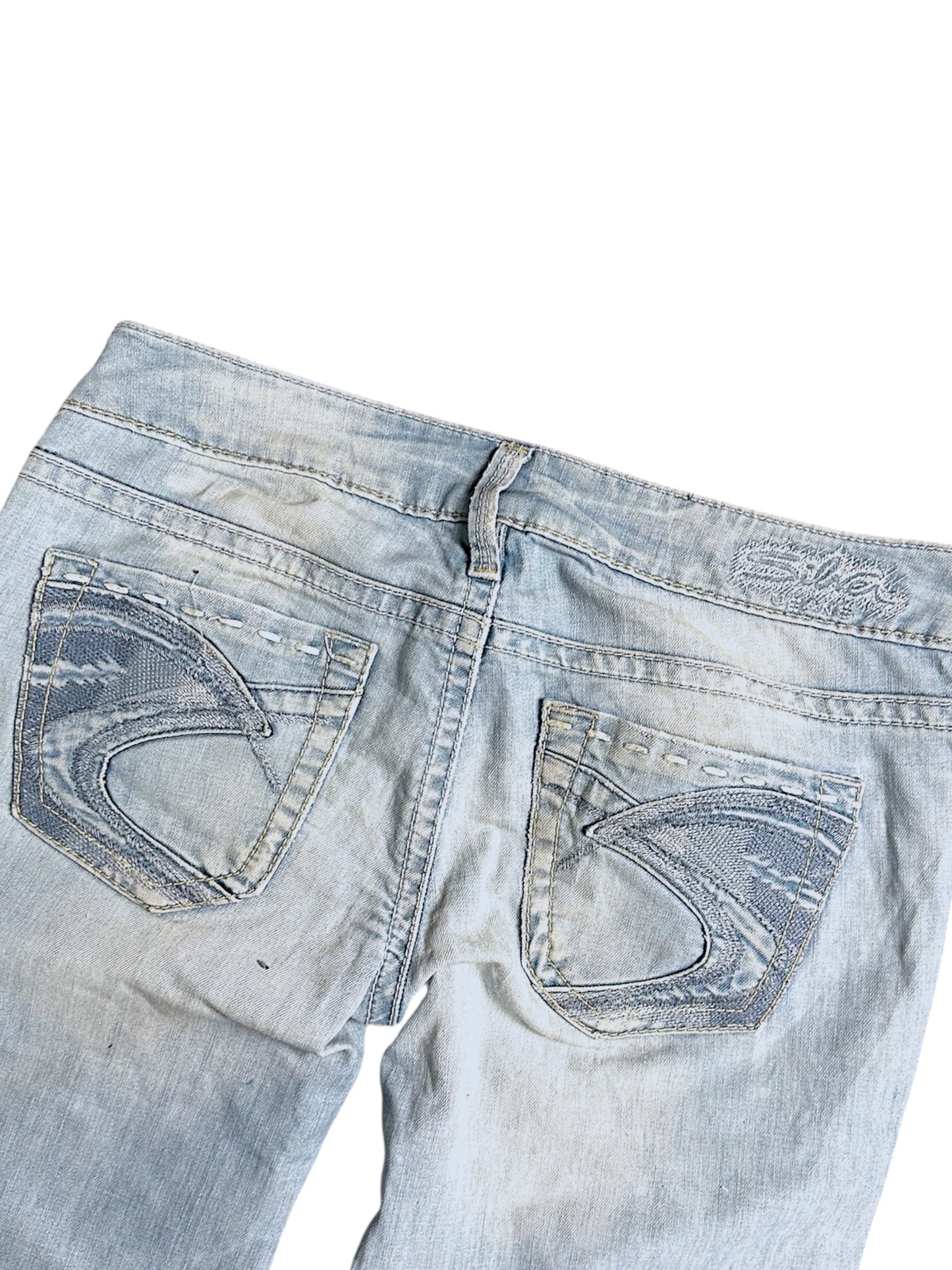 Vintage Silver Y2K Low Waist Bootcut / Flared Damenjeans (M)