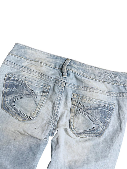 Vintage Silver Y2K Low Waist Bootcut / Flared Damenjeans (M)