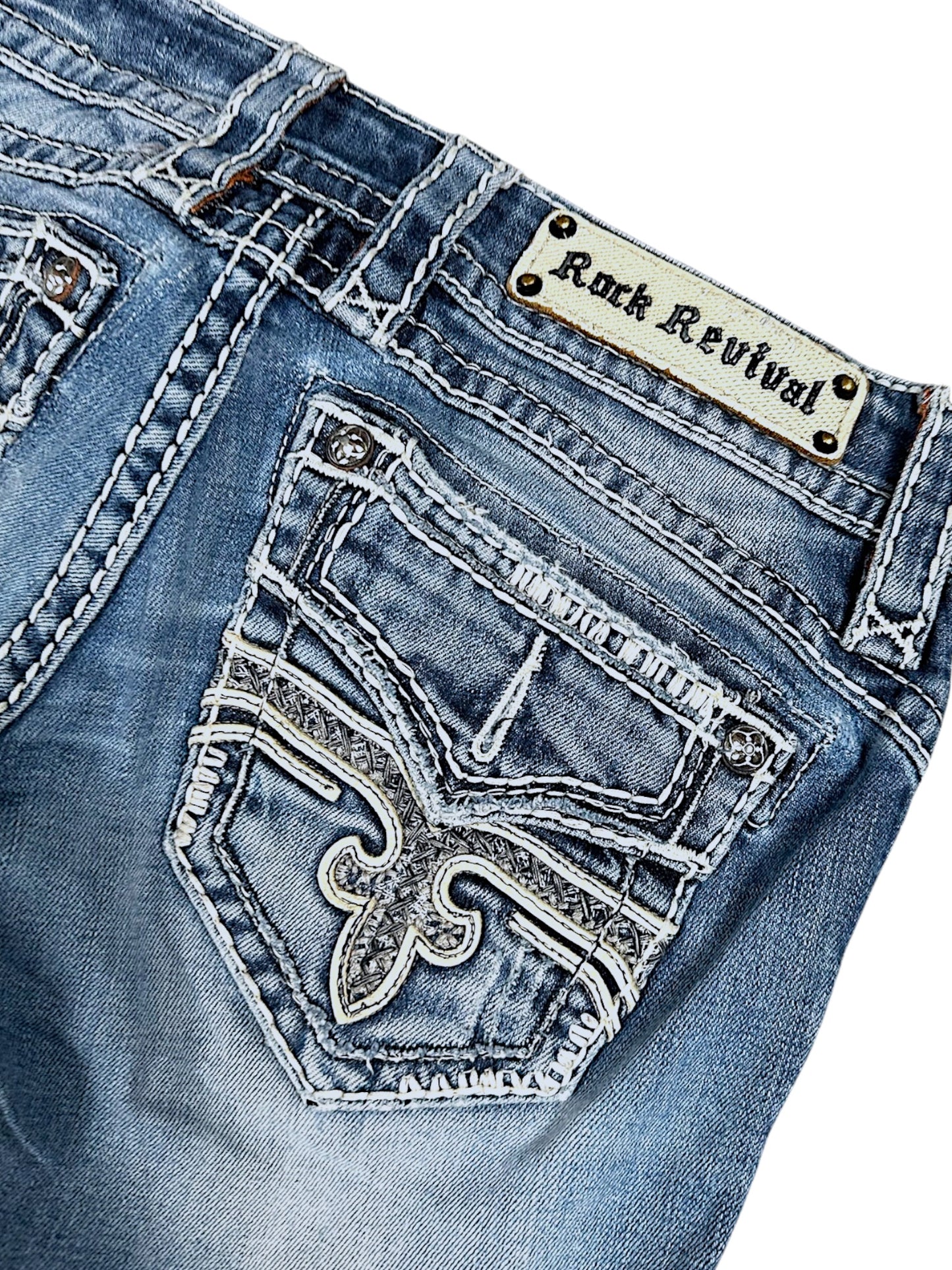 Vintage Rock Revival Y2K Low Waist Bootcut Damenjeans (S)