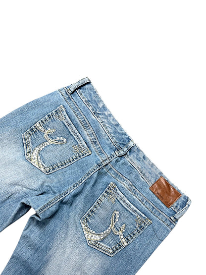 Vintage Embroidery Y2K Low Waist Bootcut / Flared Damenjeans ( )