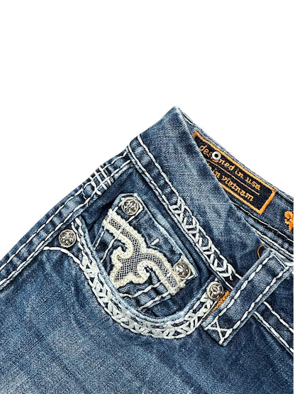 Vintage Rock Revival Y2K Low Waist Bootcut / Flared Damenjeans (M)