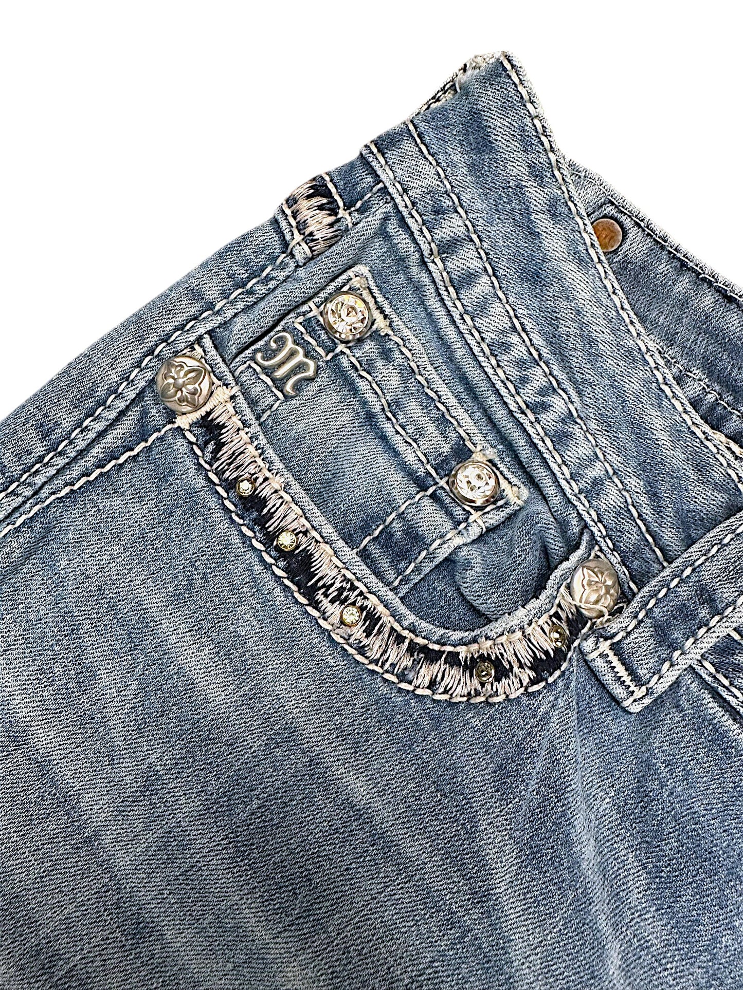 Vintage Miss Me Y2K Low Waist Bootcut Damenjeans (M)