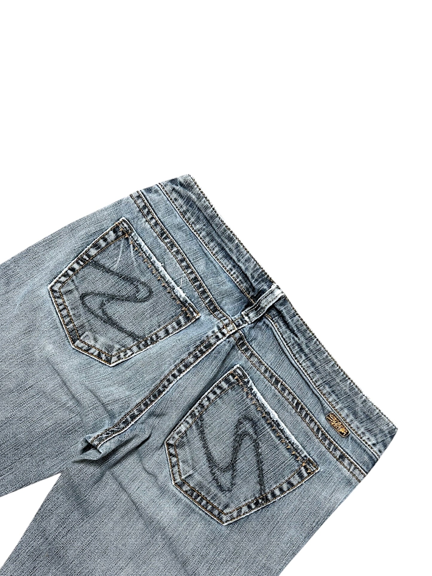 Vintage Silver Y2K Low Waist Flared Damenjeans (M)