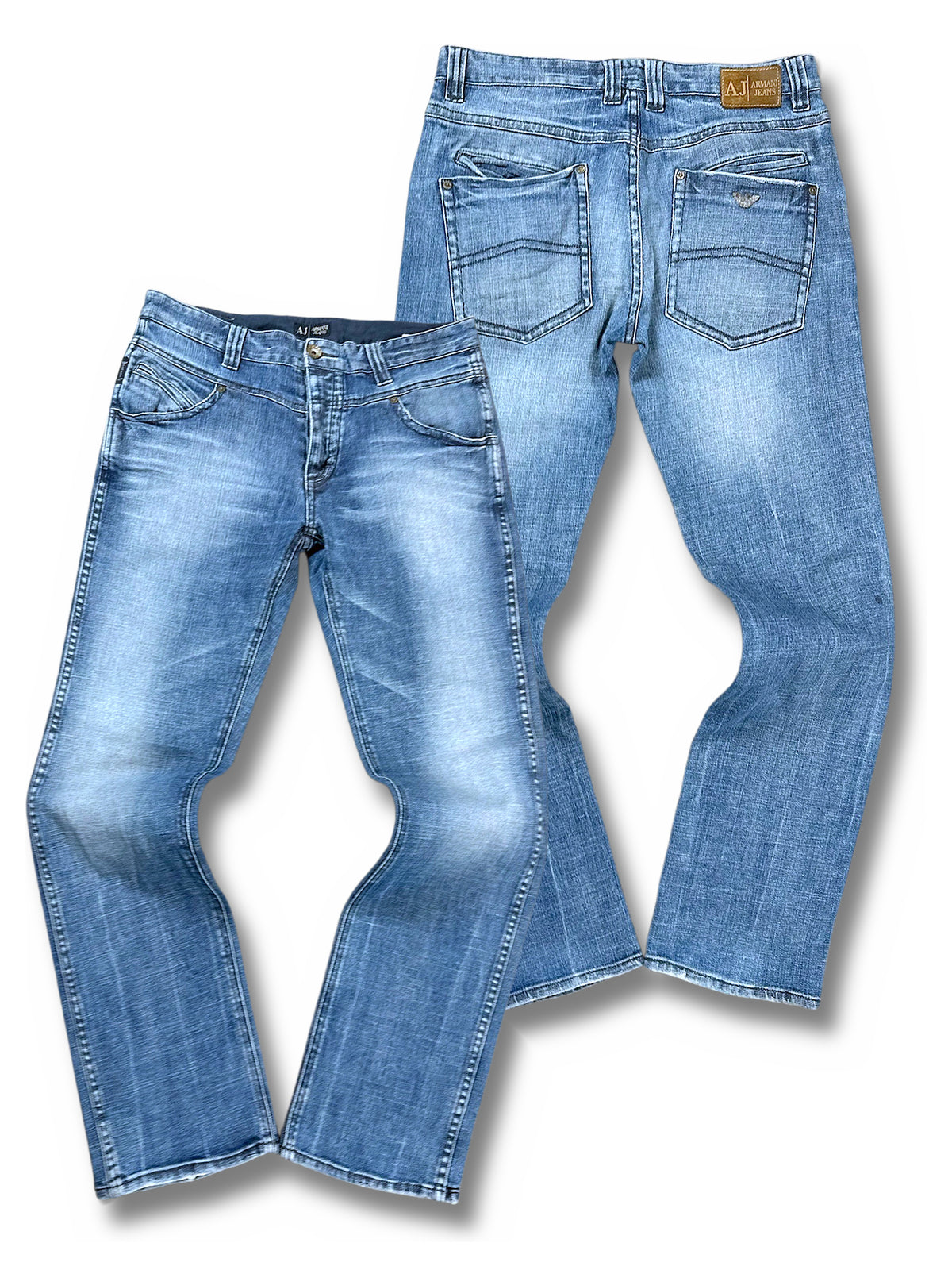 Vintage Armani Straight Leg Jeans (M) – Vorder- und Rückansicht