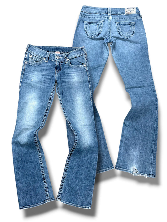 Vintage True Religion Y2K Low Waist Bootcut / Flared Damenjeans (L)