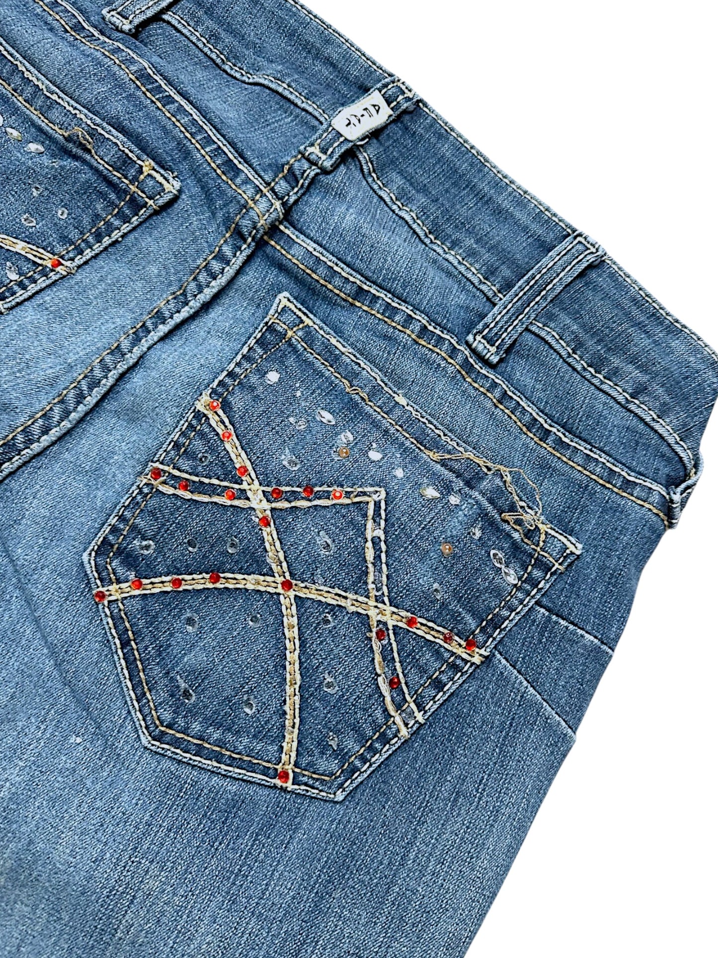 Vintage Embroidery Y2K Low Waist Bootcut / Flared Damenjeans (L)
