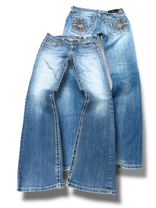 Vintage Miss Me y2k low waist Bootcut Damenjeans (L)