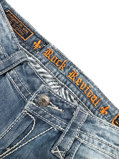 Vintage Rock Revival Y2K Low Waist Bootcut / Flared Damenjeans (S)