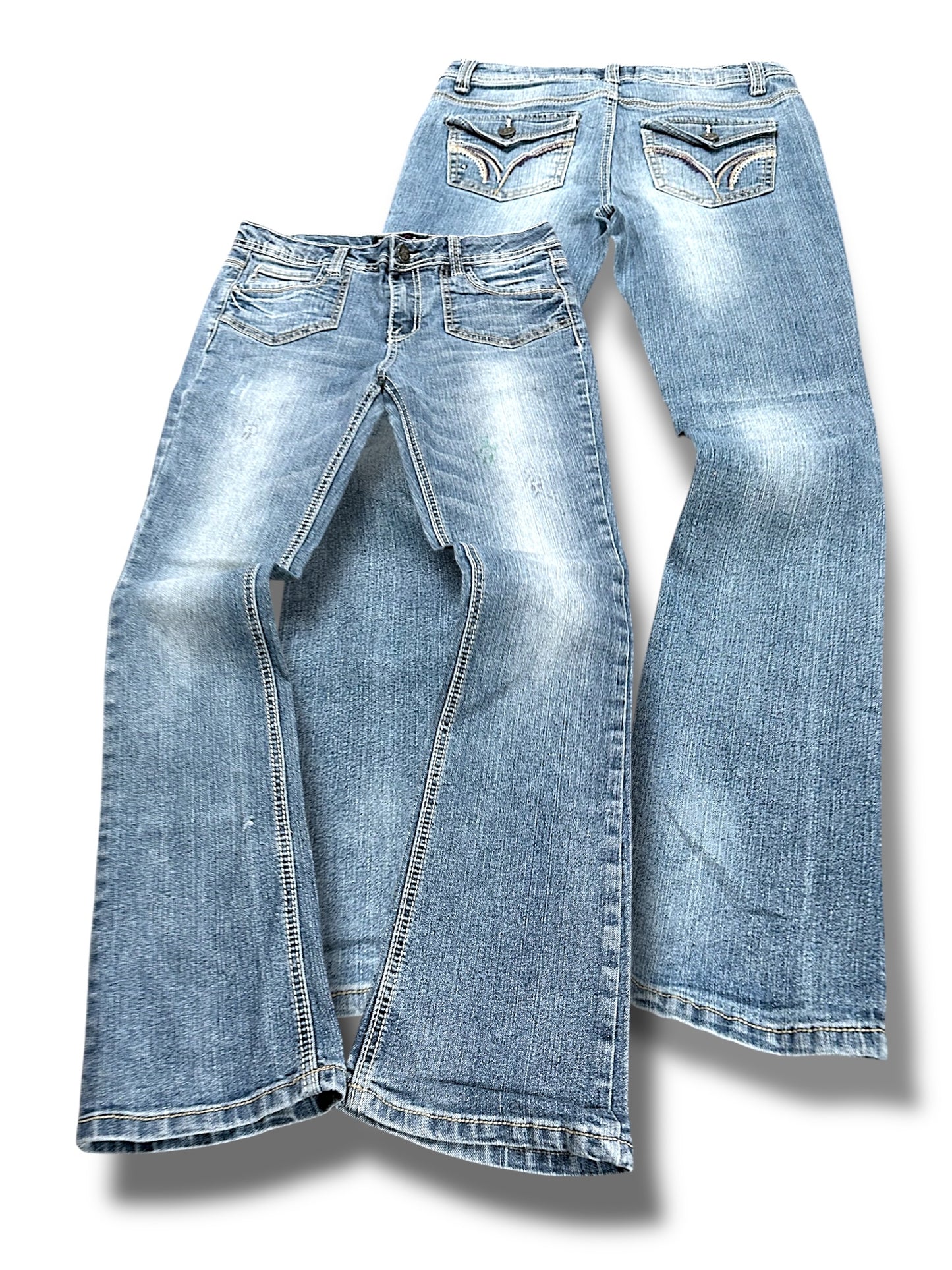 Vintage Embroidery Y2K Low Waist Bootcut Damenjeans (S)