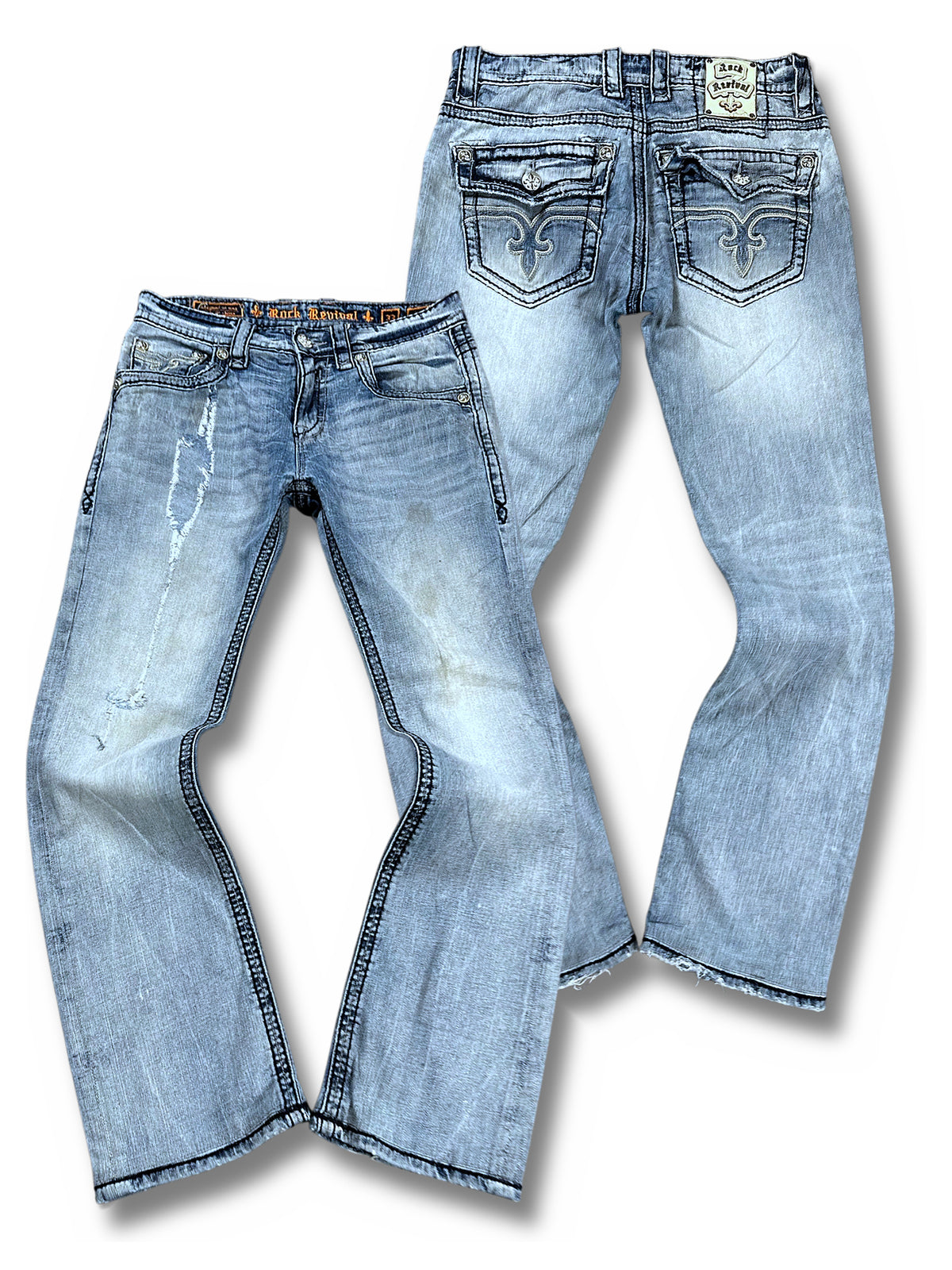 Vintage Rock Revival Y2K Straight Leg Jeans (M) – Vorder- und Rückansicht