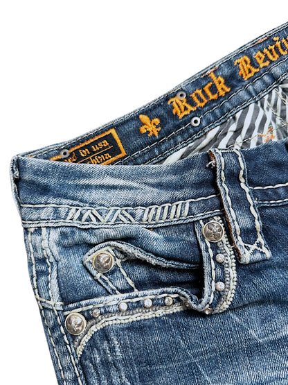 Vintage Rock Revival y2k low waist Bootcut Damenjeans (S)
