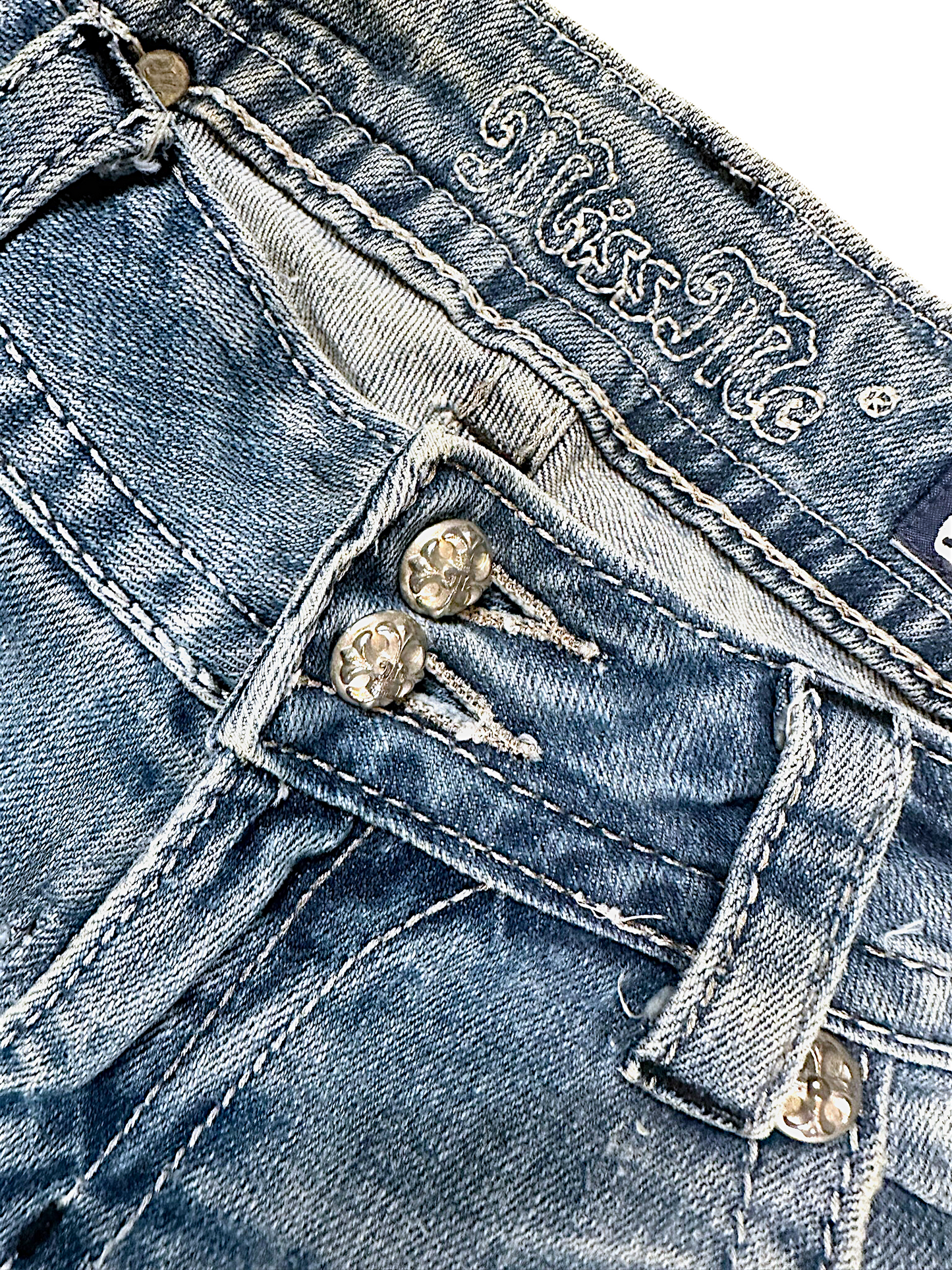 Vintage Miss Me Y2K Low Waist Bootcut Damenjeans (L)