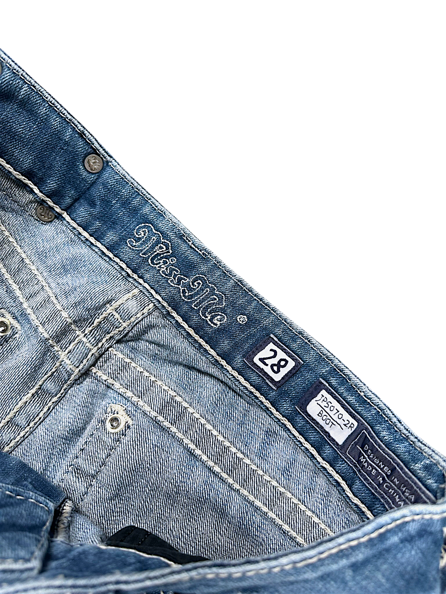 Vintage Miss Me Y2K Low Waist Bootcut Damenjeans (S)