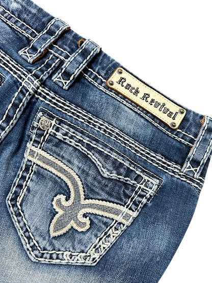 Vintage Rock Revival Y2K Low Waist Bootcut / Flared Damenjeans (M)
