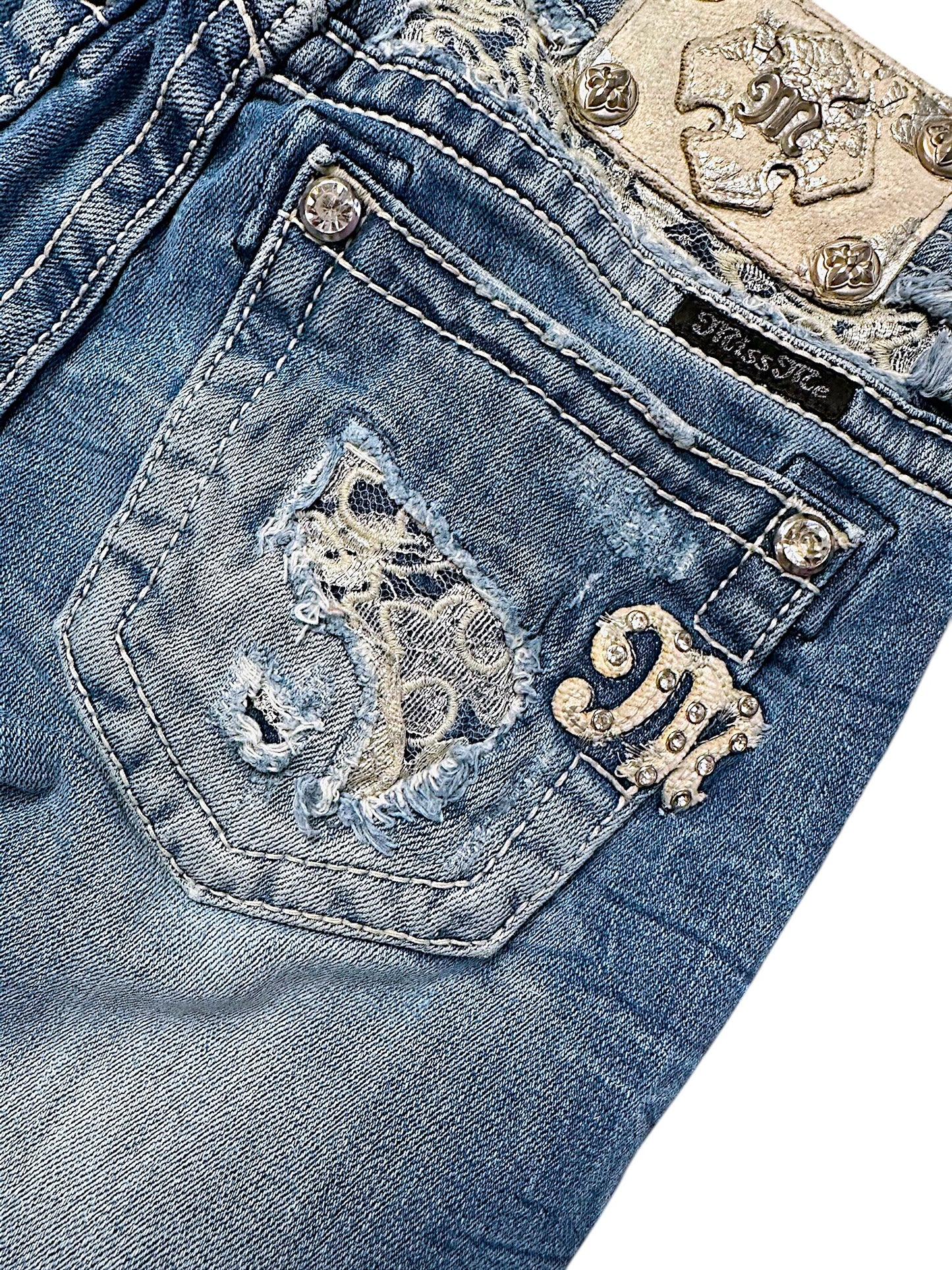 Vintage Miss Me Y2K Low Waist Bootcut Damenjeans (XS)