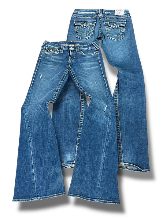 Vintage True Religion Y2K Low Waist Flared Damenjeans (M)