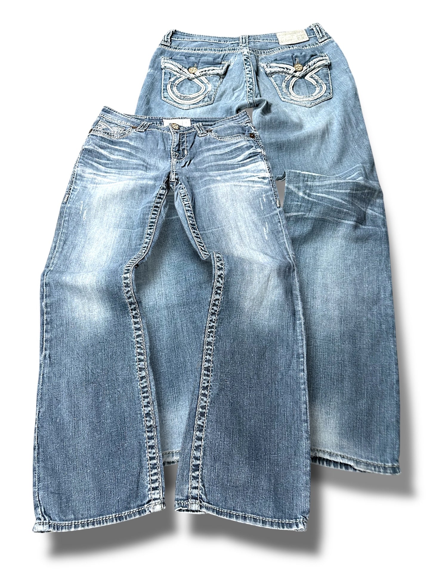 Vintage Embroidery Y2K Bootcut Flared Jeans (S)