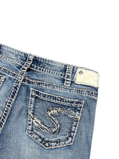 Vintage Silver Y2K Low Waist Bootcut / Flared Damenjeans (L)