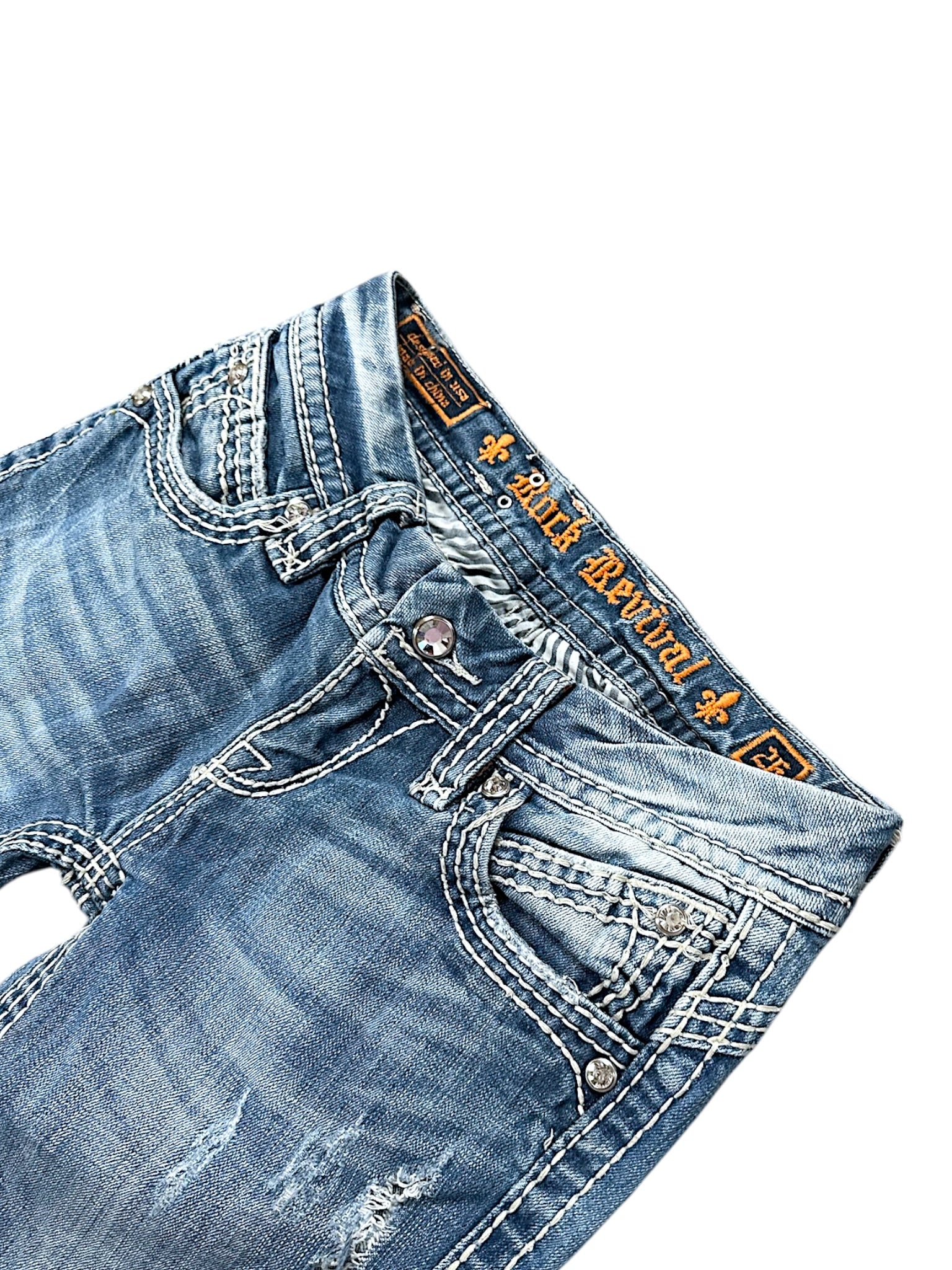 Vintage Rock Revival Y2K Low Waist Bootcut Damenjeans (S)