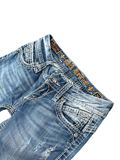 Vintage Rock Revival Y2K Low Waist Bootcut Damenjeans (S)