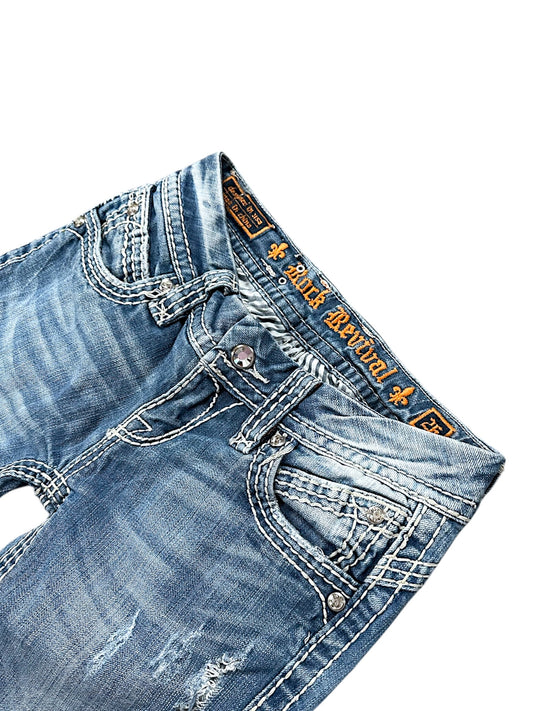 Vintage Rock Revival Y2K Low Waist Bootcut Damenjeans (S)