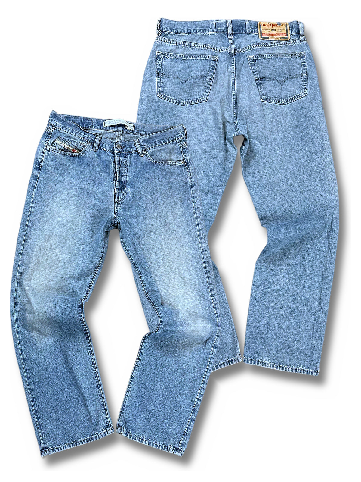 Vintage Diesel Baggy Jeans „Industry“ (S) – Vorder- und Rückansicht