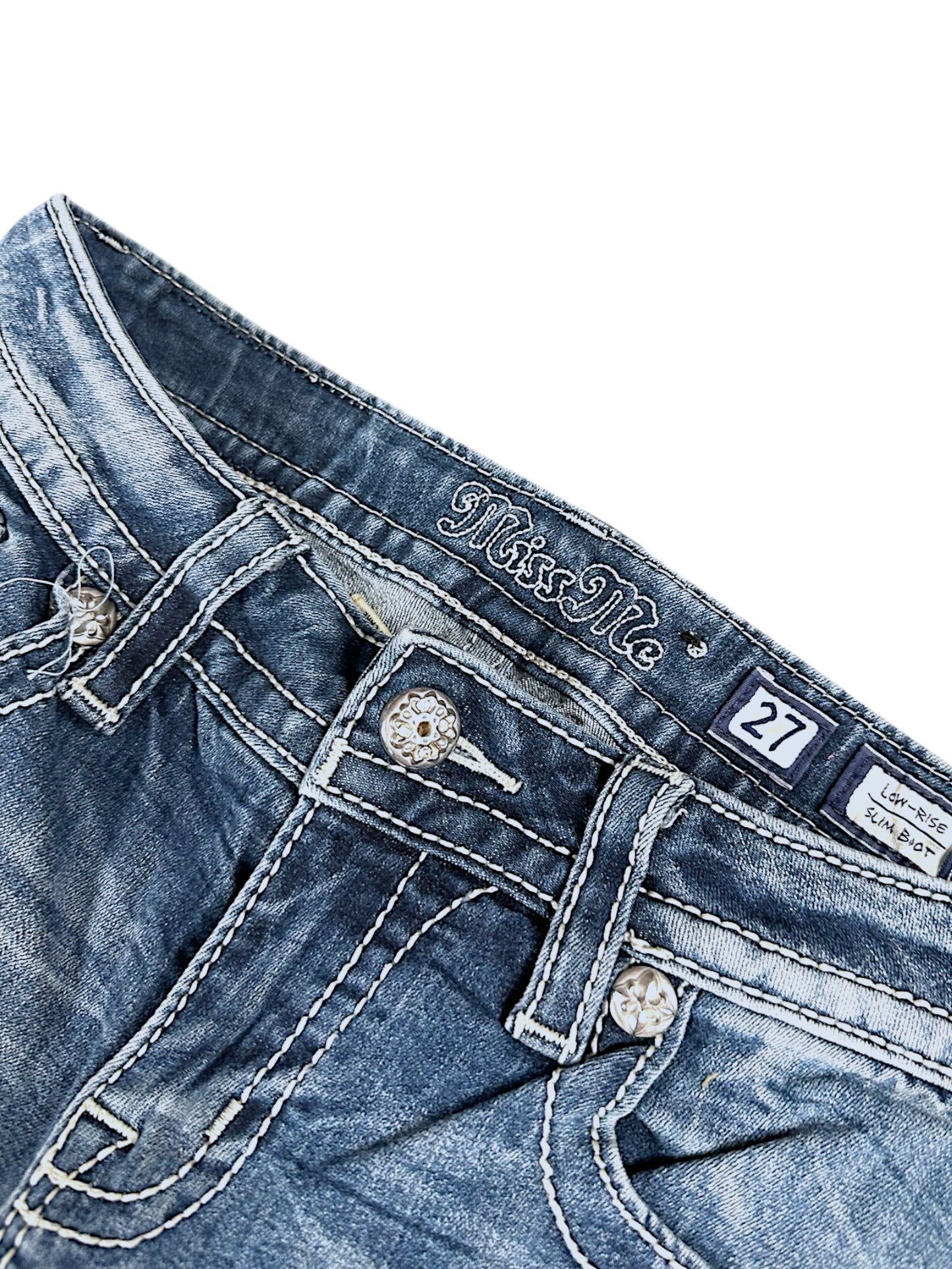 Vintage Miss Me Y2K Low Waist Bootcut Damenjeans (S)