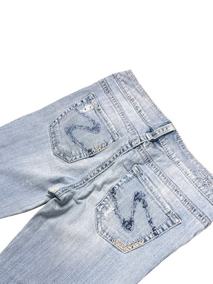 Vintage Silver Y2K Low Waist Bootcut Damenjeans (M)