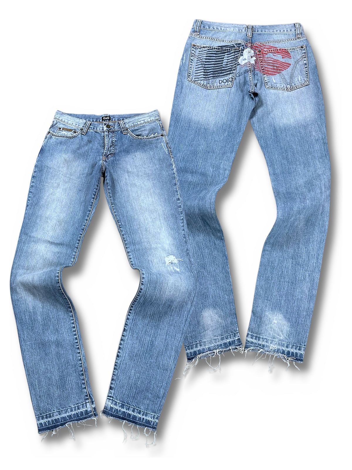 Vintage Dolce & Gabbana Y2K Straight Leg Jeans (L) – Vorder- und Rückansicht