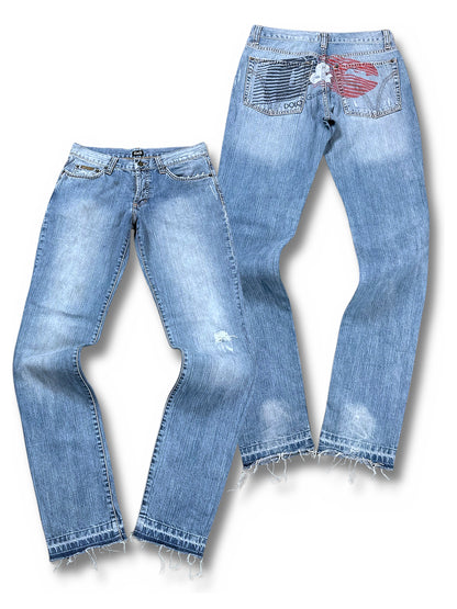 Vintage Dolce & Gabbana Y2K Straight Leg Jeans (L) – Vorder- und Rückansicht