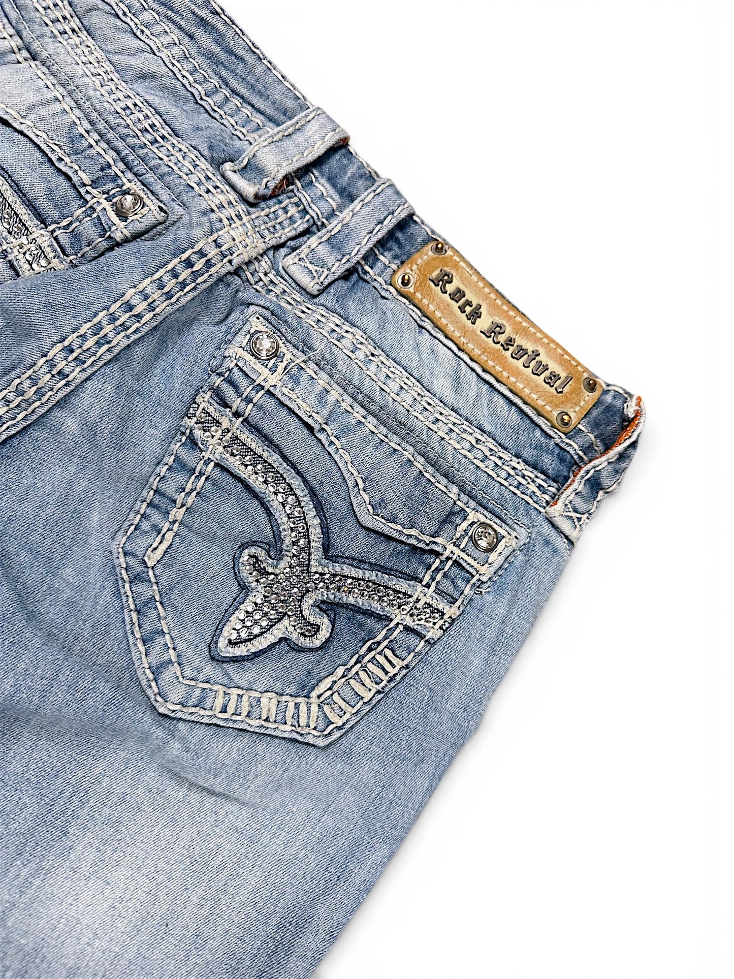 Vintage Rock Revival Y2K Low Waist Bootcut Damenjeans (S)