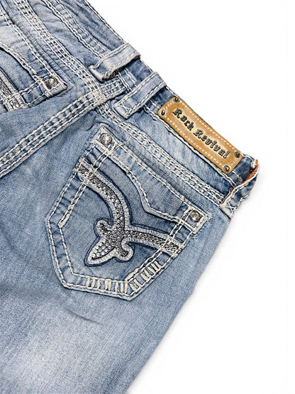 Vintage Rock Revival Y2K Low Waist Bootcut Damenjeans (S)
