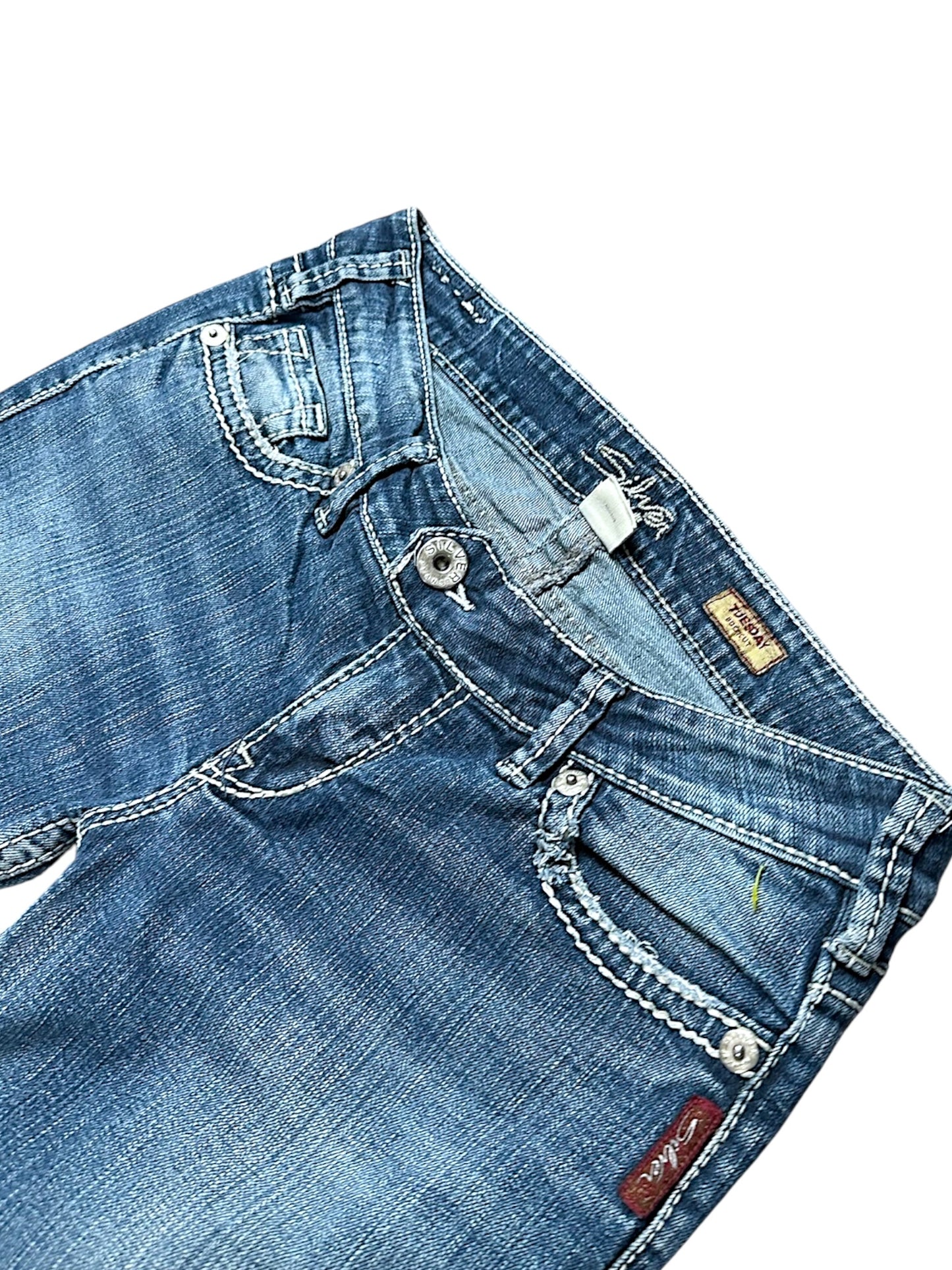 Vintage Silver Y2K Low Waist Bootcut / Flared Damenjeans (M)
