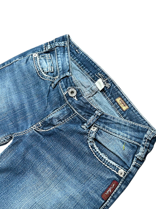 Vintage Silver Y2K Low Waist Bootcut / Flared Damenjeans (M)