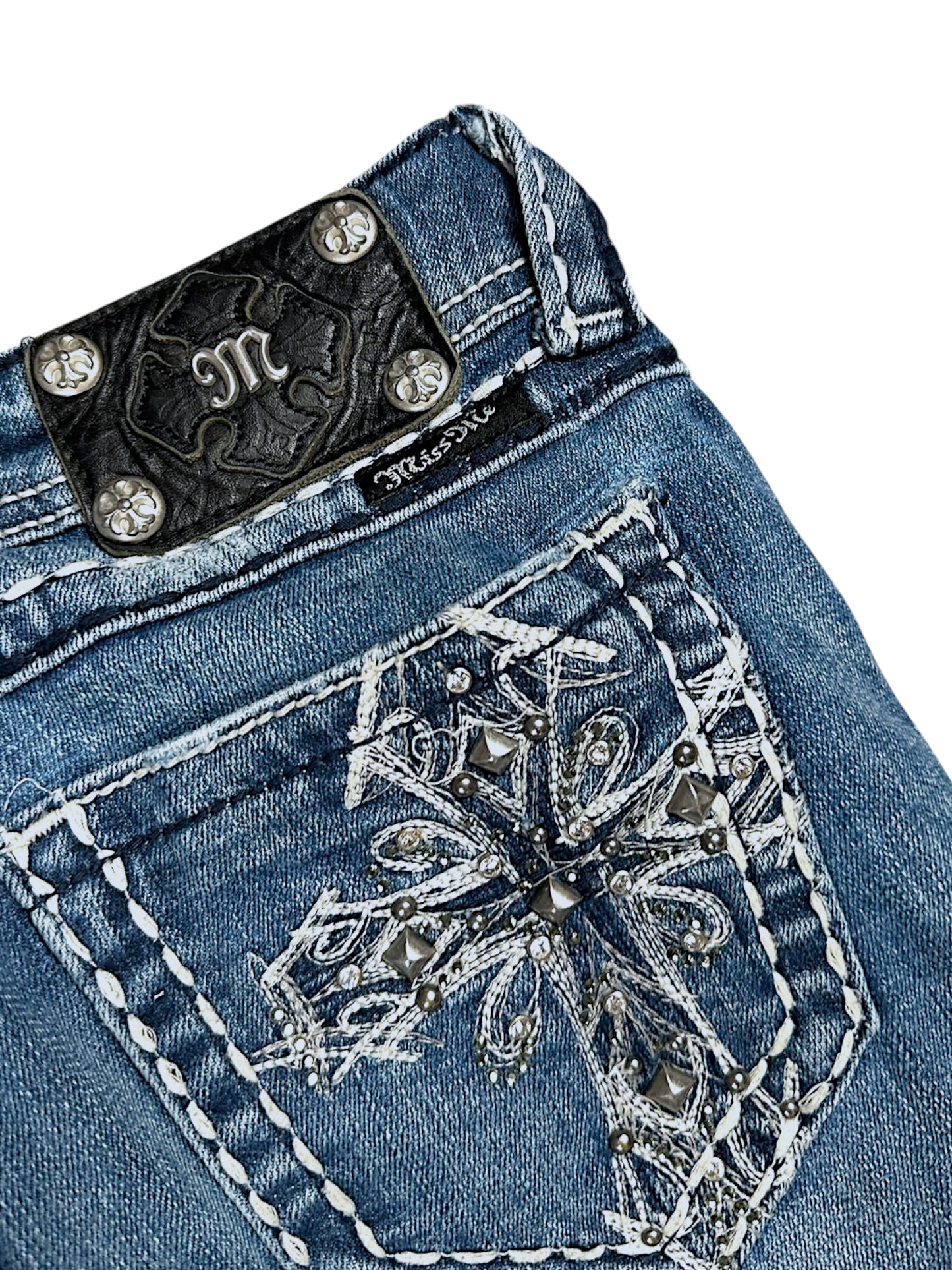 Vintage Miss Me Y2K Low Waist Bootcut Damenjeans (M)