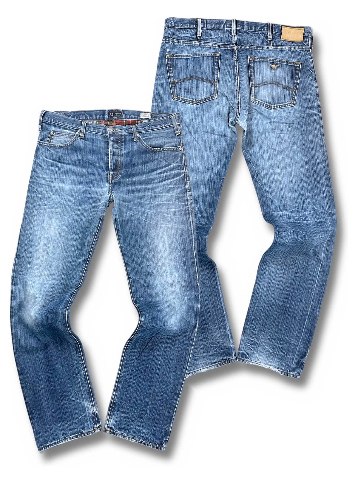 Vintage Armani Straight Leg Jeans (XL) – Vorder- und Rückansicht
