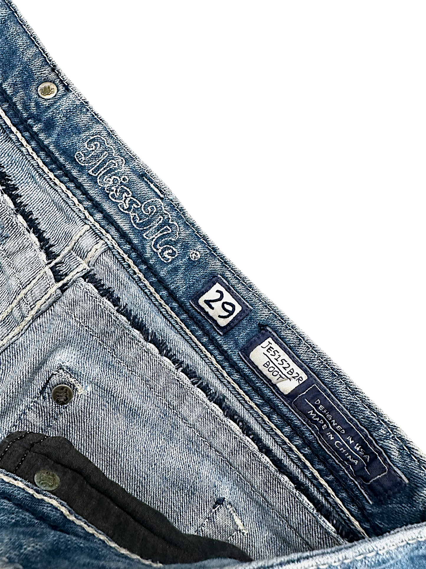 Vintage Miss Me Y2K Low Waist Bootcut Damenjeans (S)