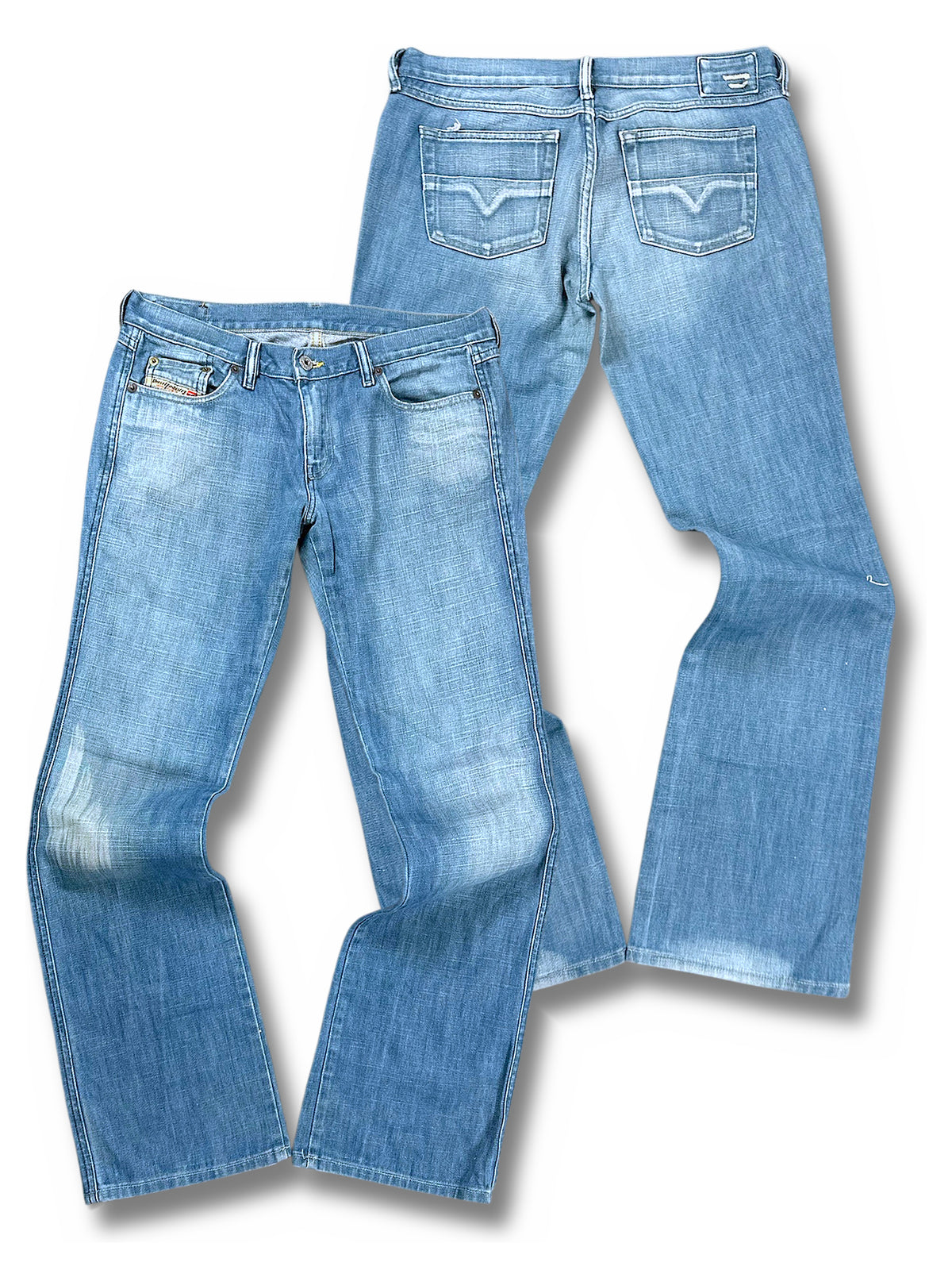 Vintage Diesel Low Waist Bootcut/Flared Damenjeans (M) – Vorder- und Rückansicht