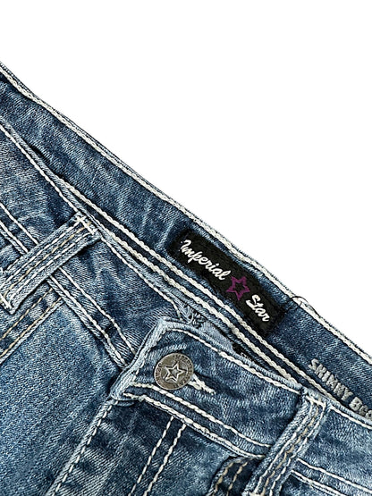 Vintage Embroidery Y2K Low Waist Bootcut Damenjeans (S)